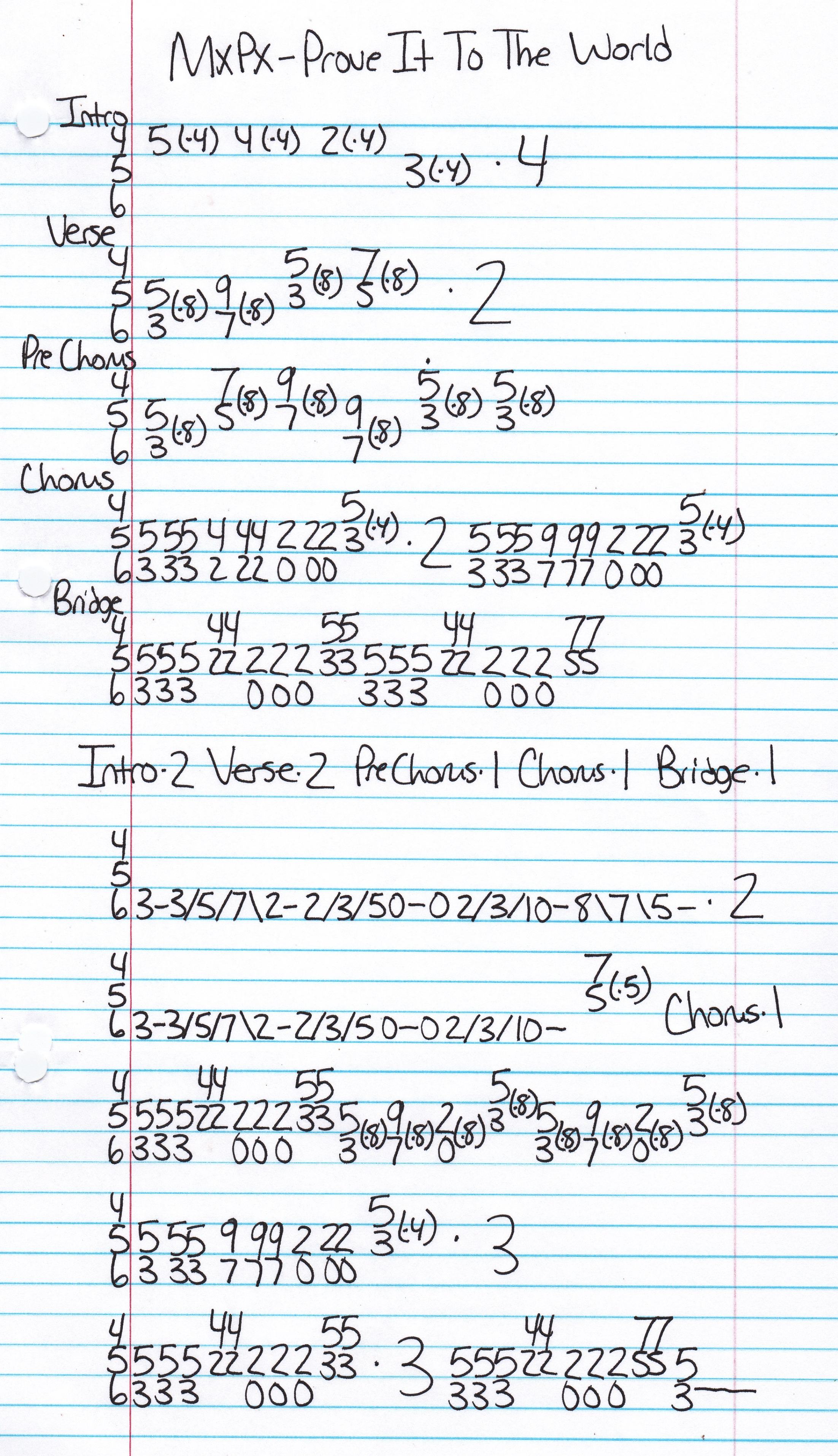 High quality guitar tab for Prove It To The World by MxPx off of the album The Ever Passing Moment. ***Complete and accurate guitar tab!***